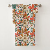 Boho Fall Florals Sage Terracotta Name Bath Towels バスタオルセット (インサイチュ)