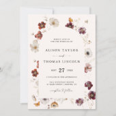 Boho Fall Florals Wedding Arch Photo 招待状 (正面)