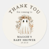 Boho Fall Ghost Baby Shower Thank You ラウンドシール (正面)