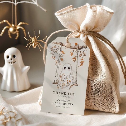 Boho Fall Ghost Baby Shower Thank You Favor  ギフトタグ