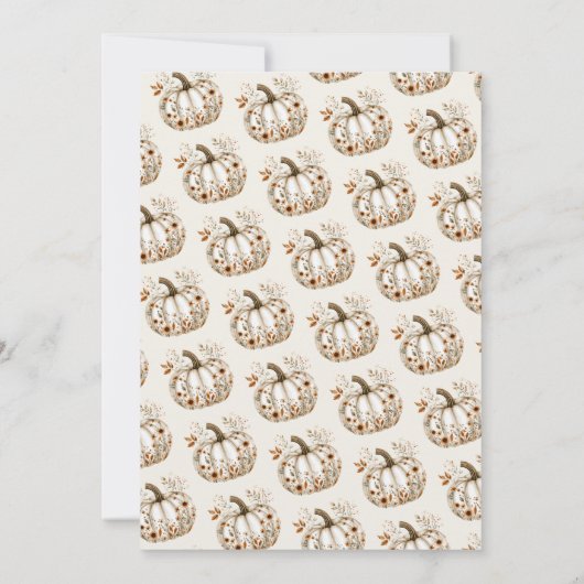 Boho Fall Ghost Floral Halloween Boy Baby Shower  招待状 (裏面)