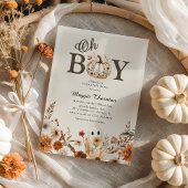 Boho Fall Ghost Floral Halloween Boy Baby Shower  招待状
