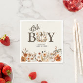 Boho Fall Ghost Floral Oh Boy Baby Shower  スタンダードカクテルナプキン (インサイチュ)