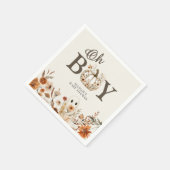 Boho Fall Ghost Floral Oh Boy Baby Shower  スタンダードカクテルナプキン (角)