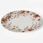 Boho Fall Ghost Floral Oh Boy Baby Shower  ペーパープレート (アングル)