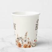 Boho Fall Ghost Floral Oh Boy Baby Shower 紙コップ (左)