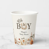 Boho Fall Ghost Floral Oh Boy Baby Shower  紙コップ (正面)