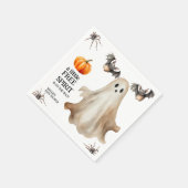 Boho Fall Ghost Wildflower Halloween Baby Shower スタンダードカクテルナプキン (角)