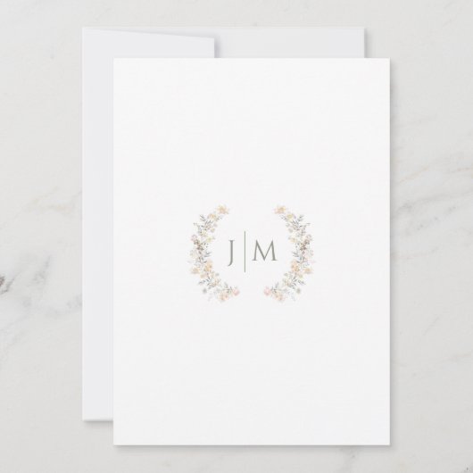 Boho Fall Meadow Floral Wreath Wedding 招待状 (裏面)