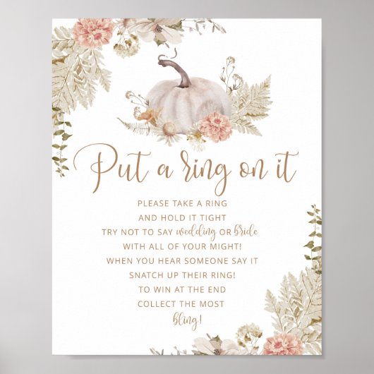 Boho fall pumpkin put a ring on it game poster ポスター (正面)