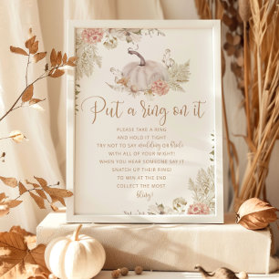 Boho fall pumpkin put a ring on it game poster ポスター