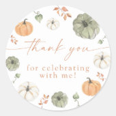 Boho Fall Pumpkin Thank You Favor Sticker ラウンドシール (正面)