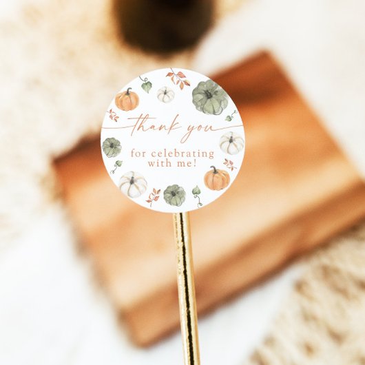 Boho Fall Pumpkin Thank You Favor Sticker ラウンドシール