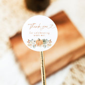 Boho Fall Pumpkin Thank You Favor Sticker ラウンドシール