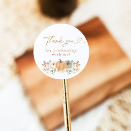 Boho Fall Pumpkin Thank You Favor Sticker ラウンドシール