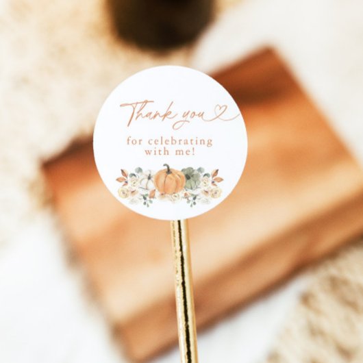 Boho Fall Pumpkin Thank You Favor Sticker ラウンドシール