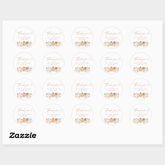 Boho Fall Pumpkin Thank You Favor Sticker ラウンドシール (シート)