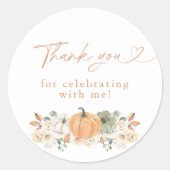Boho Fall Pumpkin Thank You Favor Sticker ラウンドシール (正面)
