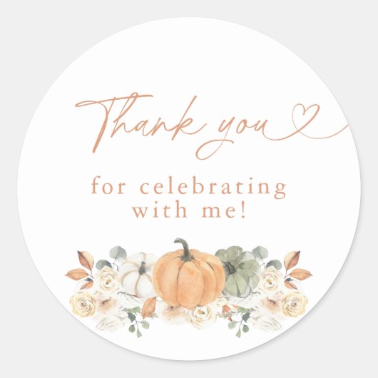 Boho Fall Pumpkin Thank You Favor Sticker ラウンドシール (正面)