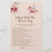 Boho Fall Pumpkin What Did The Groom Say Game (正面)