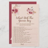 Boho Fall Pumpkin What Did The Groom Say Game (正面/裏面)