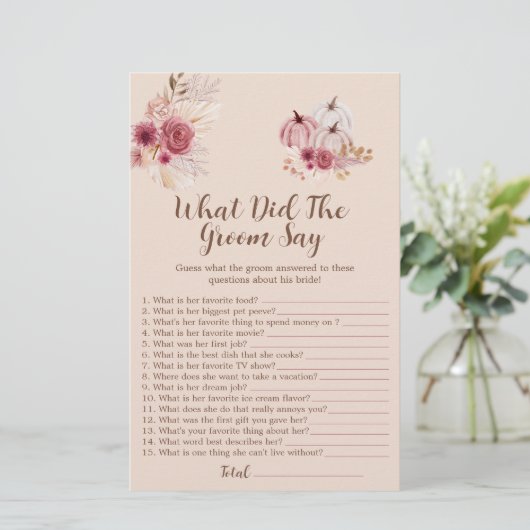 Boho Fall Pumpkin What Did The Groom Say Game (スタンド正面)