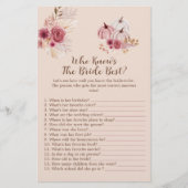 Boho Fall Pumpkin Who Knows The Bride Best Game (正面)