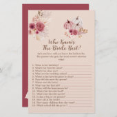 Boho Fall Pumpkin Who Knows The Bride Best Game (正面/裏面)