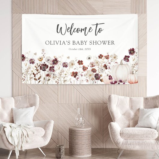 Boho Fall Pumpkin Wildflower Baby Shower 横断幕