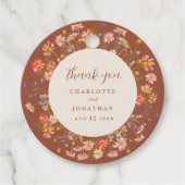 Boho Fall Wildflower Floral Wedding Thank You フェイバータグ (正面)