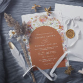 Boho Fall Wildflower Terracotta QR Code Wedding 招待状