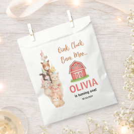 Boho Farm Animal 1st Birthday |Cute Rustic Barnyad フェイバーバッグ