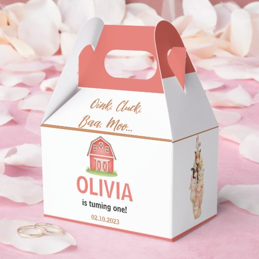 Boho Farm Animal 1st Birthday |Cute Rustic Barnyad フェイバーボックス (ウェディング)