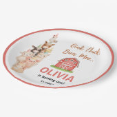 Boho Farm Animal 1st Birthday |Cute Rustic Barnyad ペーパープレート (アングル)