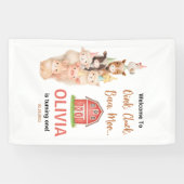 Boho Farm Animal 1st Birthday |Cute Rustic Barnyad 横断幕 (横)