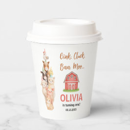Boho Farm Animal 1st Birthday |Cute Rustic Barnyad 紙コップ