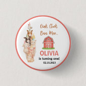 Boho Farm Animal 1st Birthday |Cute Rustic Barnyad 缶バッジ (正面)