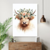Boho Farmhouse Cow Print with Floral Crown Poster ポスター