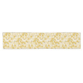 Boho Farmhouse Retro Daisy Pattern Mustard Gold ショートテーブルランナー (横)