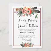 Boho Featers多肉性フローラ結婚ズ 招待状 (正面)