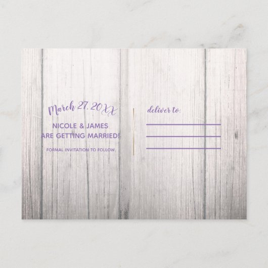 Boho Featherリース&ストリングライト日付の保存 案内ポストカード (裏面)