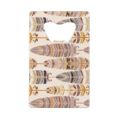 Boho Feather:トライバルシームレスパターン クレジットカード栓抜き (裏面)