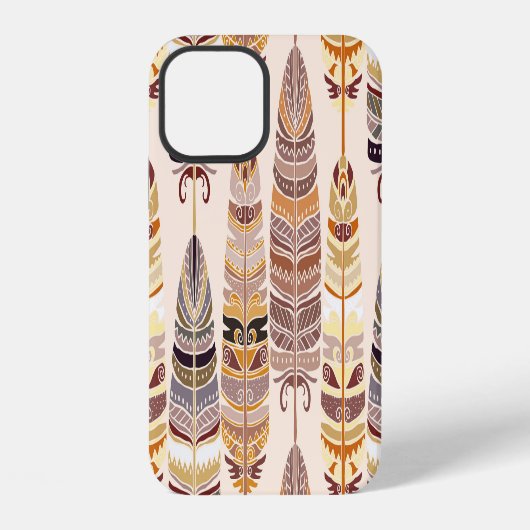 Boho Feather：トライバルシームレスパターン iPhoneケース (裏面)