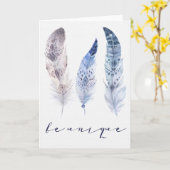 Boho Feather - Be ユニーク Friendship Card カード (黄色い花)