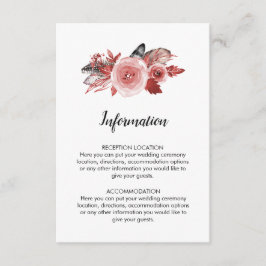 Boho Feather Burgundyバラ結婚の情報 エンクロージャーカード