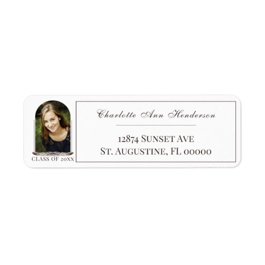 Boho Feather Frameフォト卒業アドレス ラベル (正面)