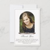 Boho Feather Frame写真卒業ありがとう サンキューカード (正面)