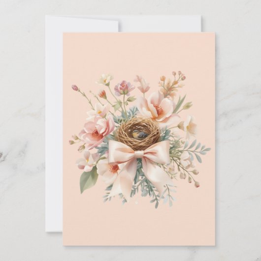 Boho Feather Her Nest Bow Baby Shower 招待状 (裏面)