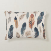 Boho Feather Pattern Throw Pillow  アクセントクッション (正面)