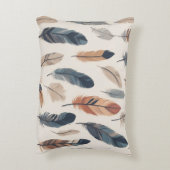 Boho Feather Pattern Throw Pillow  アクセントクッション (裏面(縦))